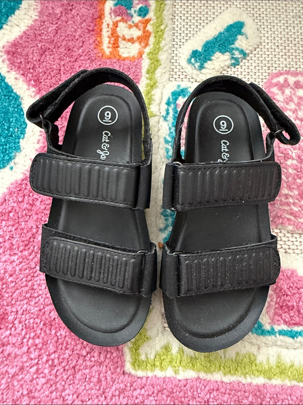 Cat & Jack Black Kids Adjustable Strap Sandals